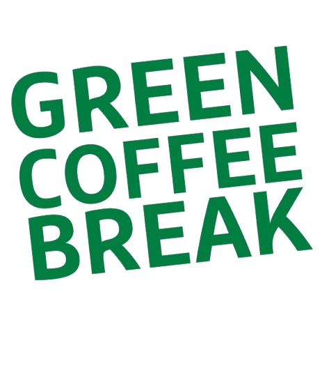 Green coffee break text
